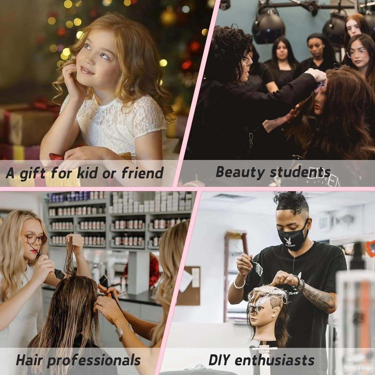 Human Hair Mannequin Head With Thick 80% Real Hair Mixed Synthetic Hair Training Practice Doll Head With Stand For Christmas Day