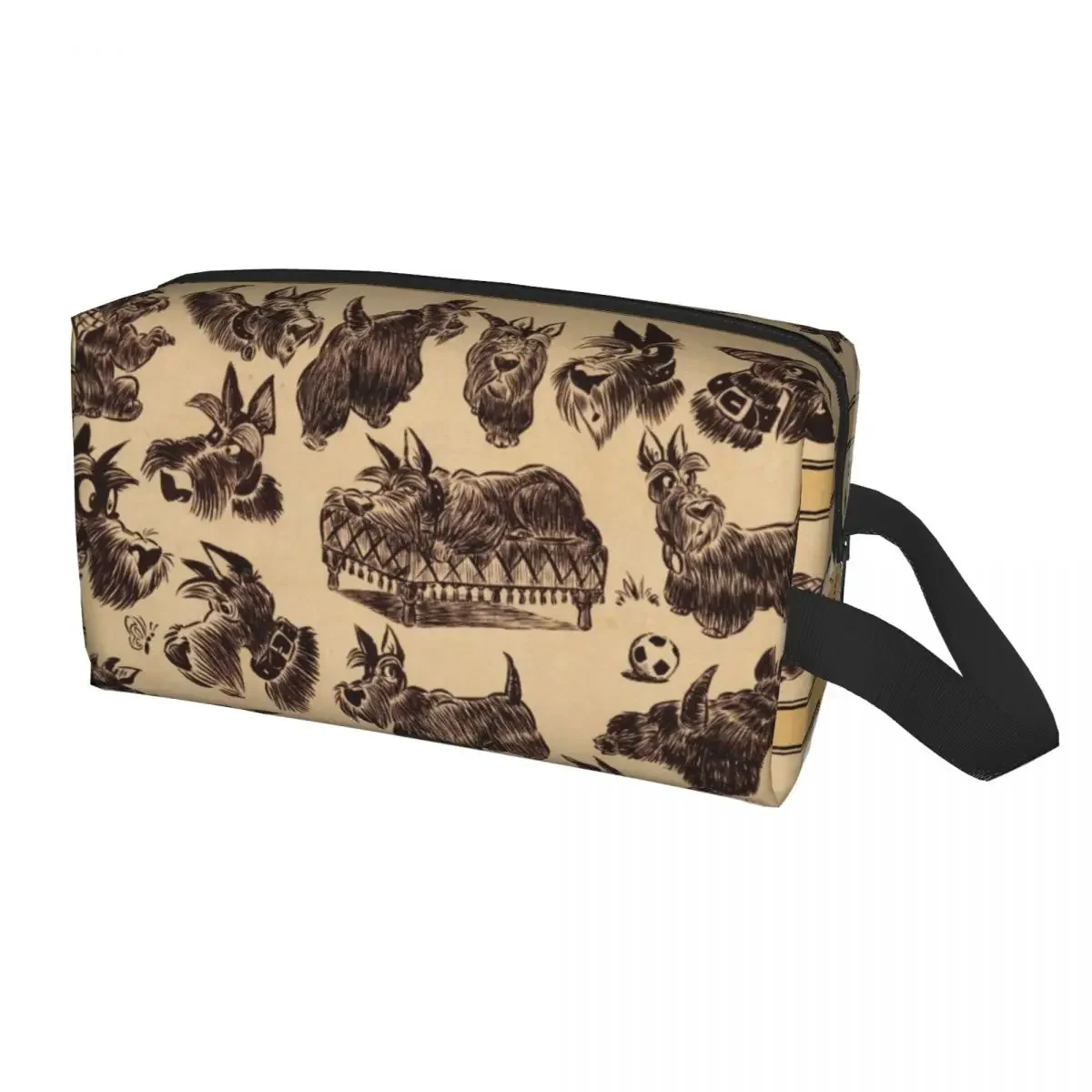 

Travel Vintage Scottie Dog Toiletry Bag Fashion Scottish Terrier Cosmetic Makeup Organizer for Women Beauty Storage Dopp Kit Box