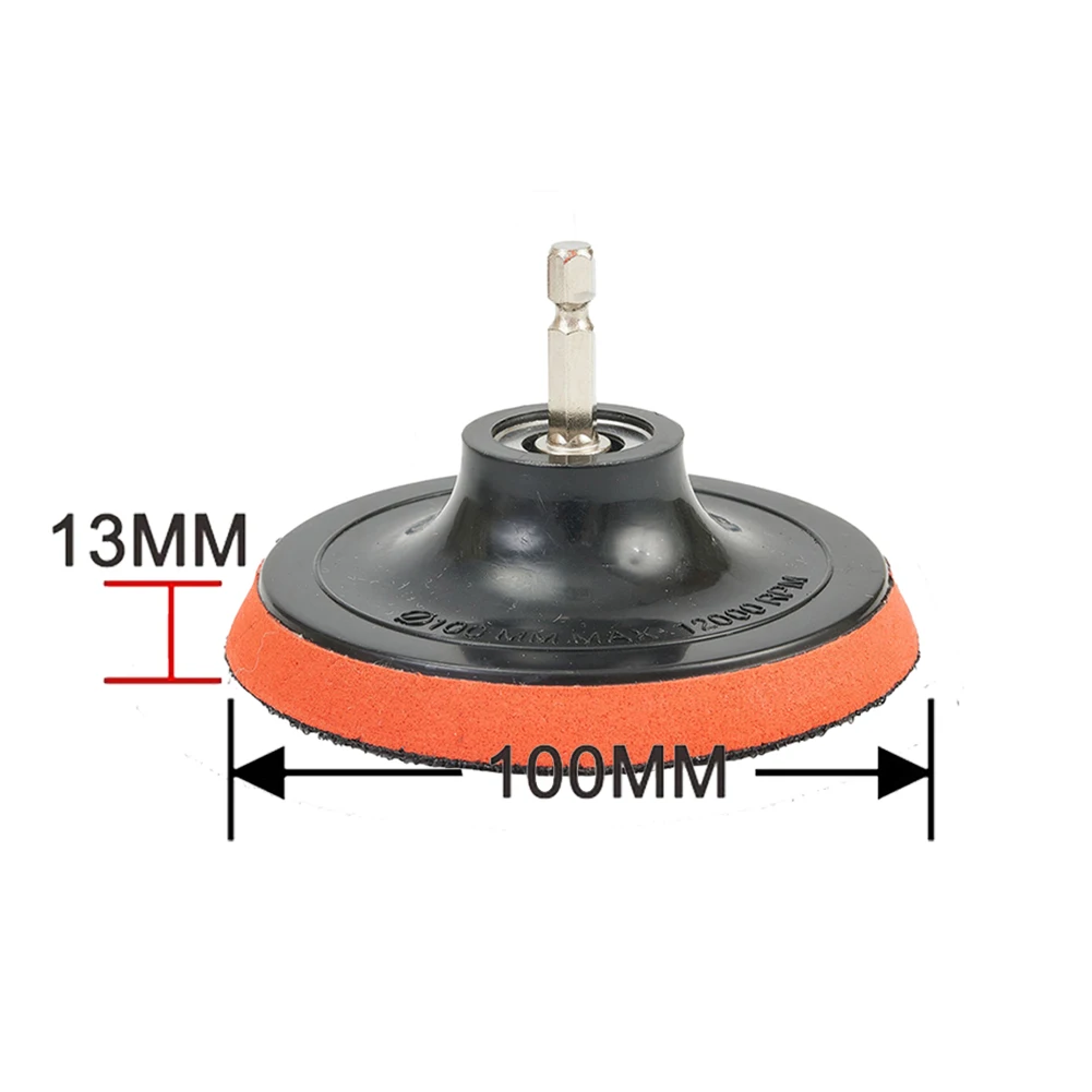 4-Zoll-Schleifscheibe, 100 mm Klett-Schleifpapier, Körnung 60–240, Stützteller und M10-Bohrer-Adapter, 12-teiliges Set, Polier- und Schleifwerkzeuge – Detail 2