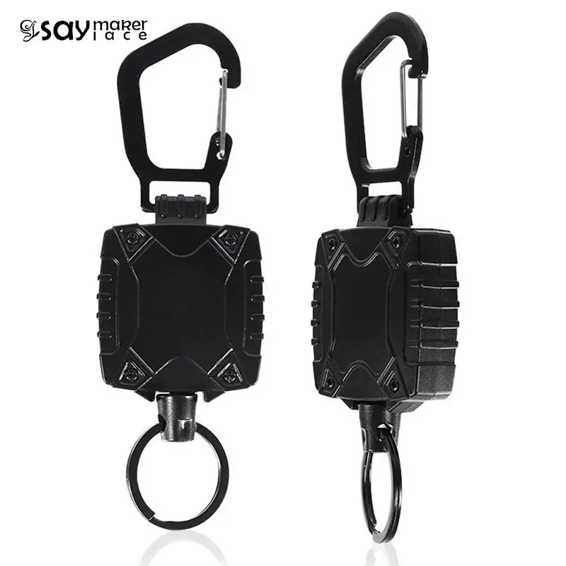 Heavy Duty Retractable Keychain Easy to pull Buckle Rope Elastic Keychain  Anti Lost Keyring with Steel Retractable Cord - AliExpress