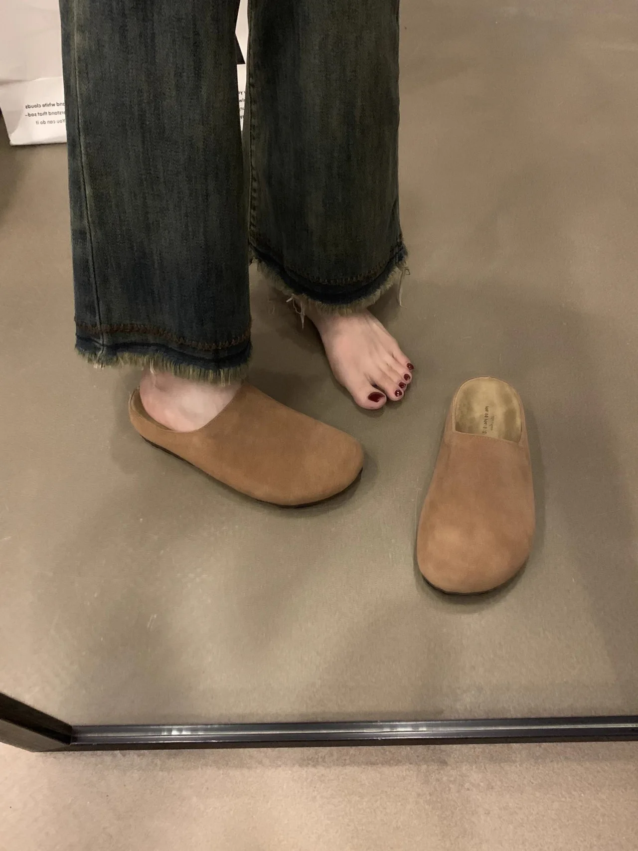 Comfortable Suede Mules For Women Flat Backless Slip On House Shoes_voghion.com