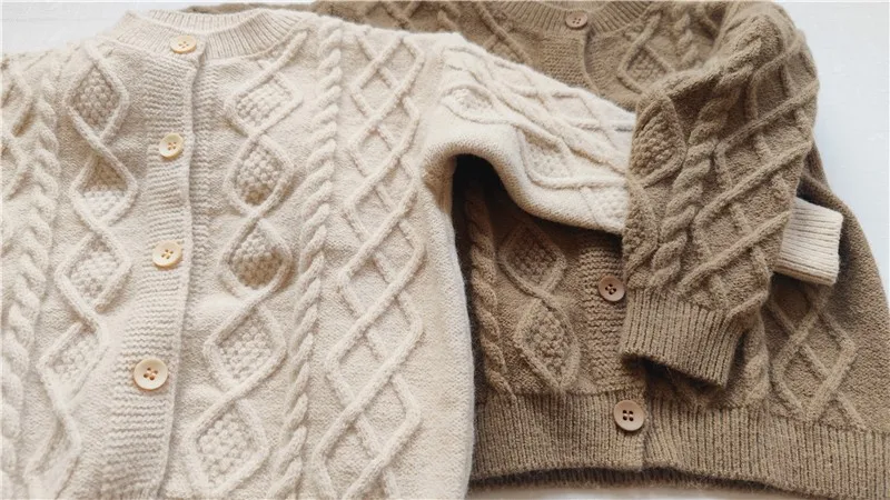 Autumn New Baby Knitwear Boys Kintted Cardigan Twists Sweaters Coat Toddler Kids Cotton Clothes Outwear Girls Jacket Tops