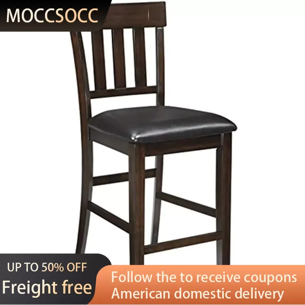

24" Counter Height Upholstered Barstool 2 Count Vanity Chair Dark Brown Freight Free Soft Chairs for Kitchen Furniture Stool