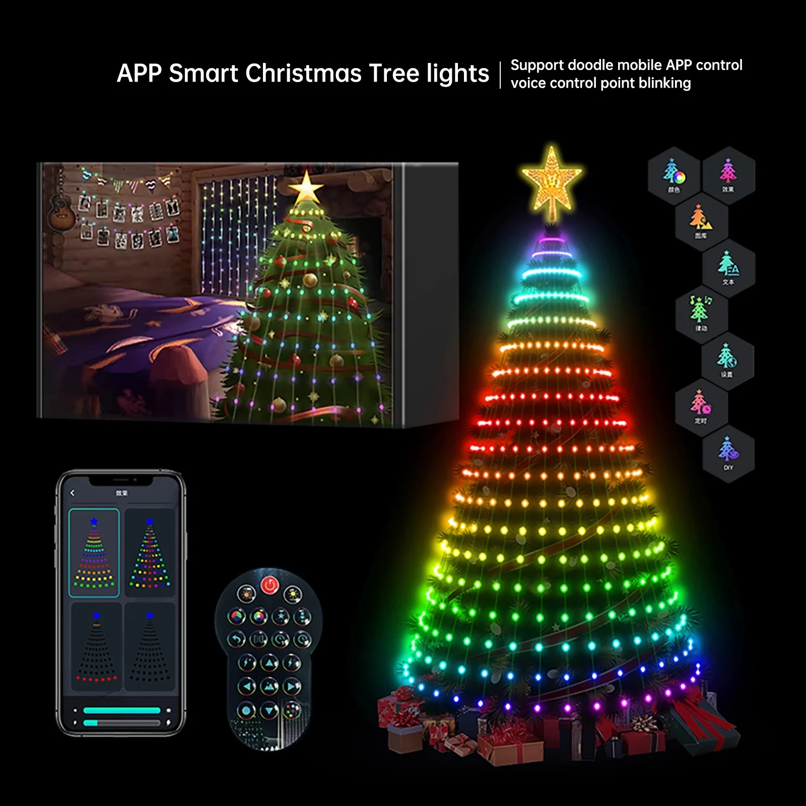 Smart Christmas Tree Lights IP65 Waterproof Multicolor Fairy Lights String  Remote Control for Christmas Home Yard Holiday Decor - AliExpress