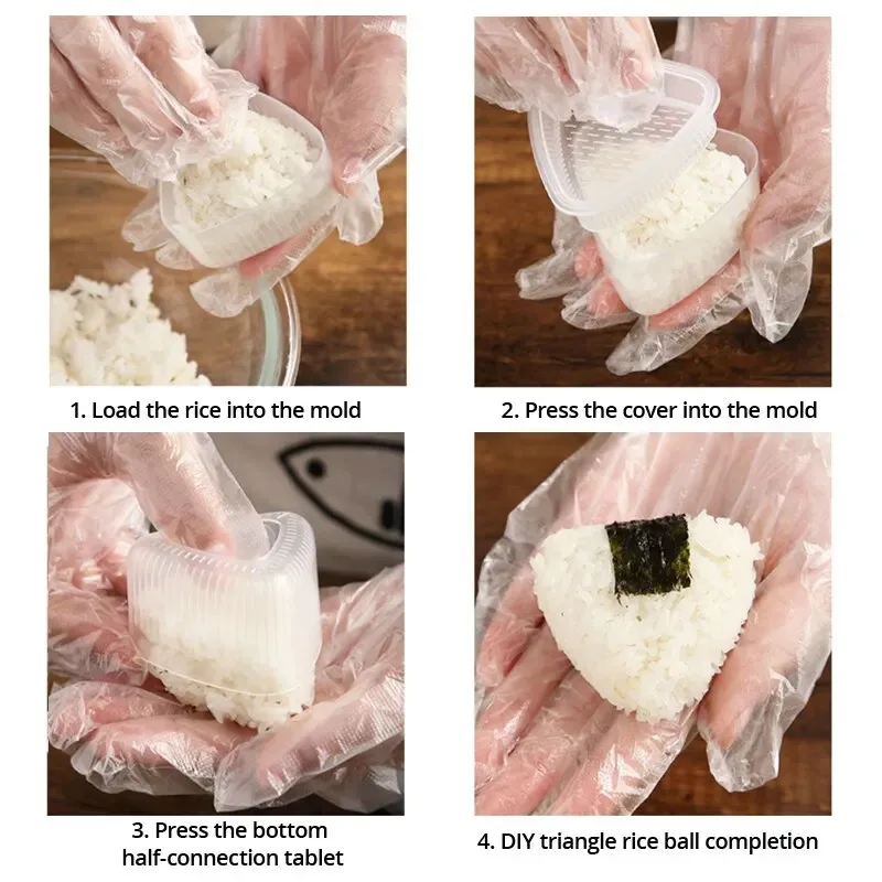 Sushi Mold DIY Onigiri Rice Ball Food Press Transparent Triangular Sushi Maker Mold Kit Kitchen Bento Accessorie 4PCS/Set