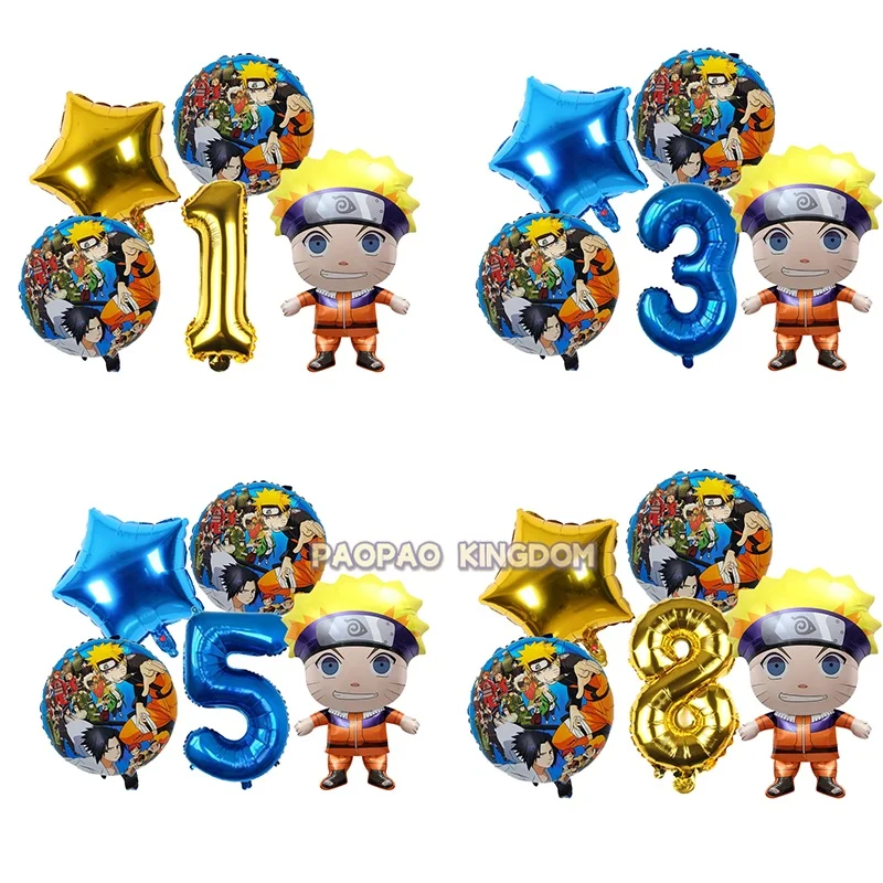Naruto Geburtstag Folienballons Set Cartoon Party Dekoration Lieferungen Babyparty Gastgeschenk Spiel Geschenk Dekorationen Luftballons Baby