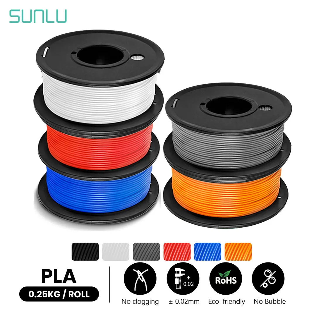 SUNLU PLA Filament 0.25KG 3D Filament 5Pcs/lot Light and Frugal 3D Printing Materials Filament High Strength And Biodegradable