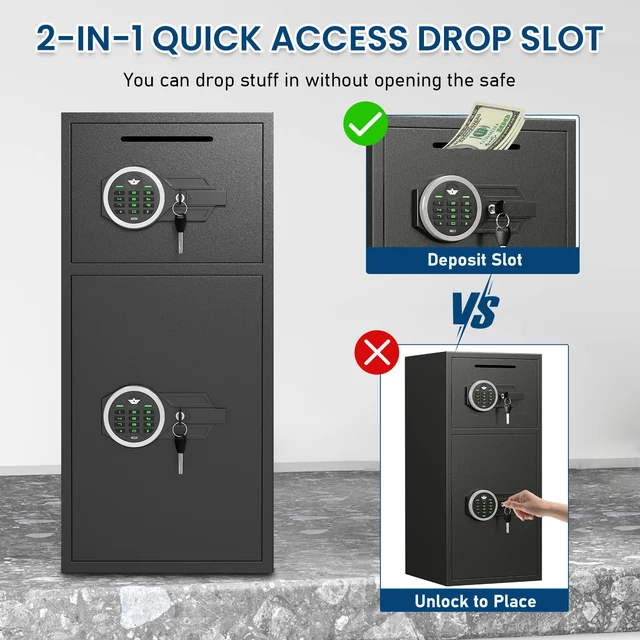 6.0 Cub Safe Box, Heavy Duty Large Safe with Dual Alarm System, Home Safe with Deposit Slot and Backlit Keyboard 5