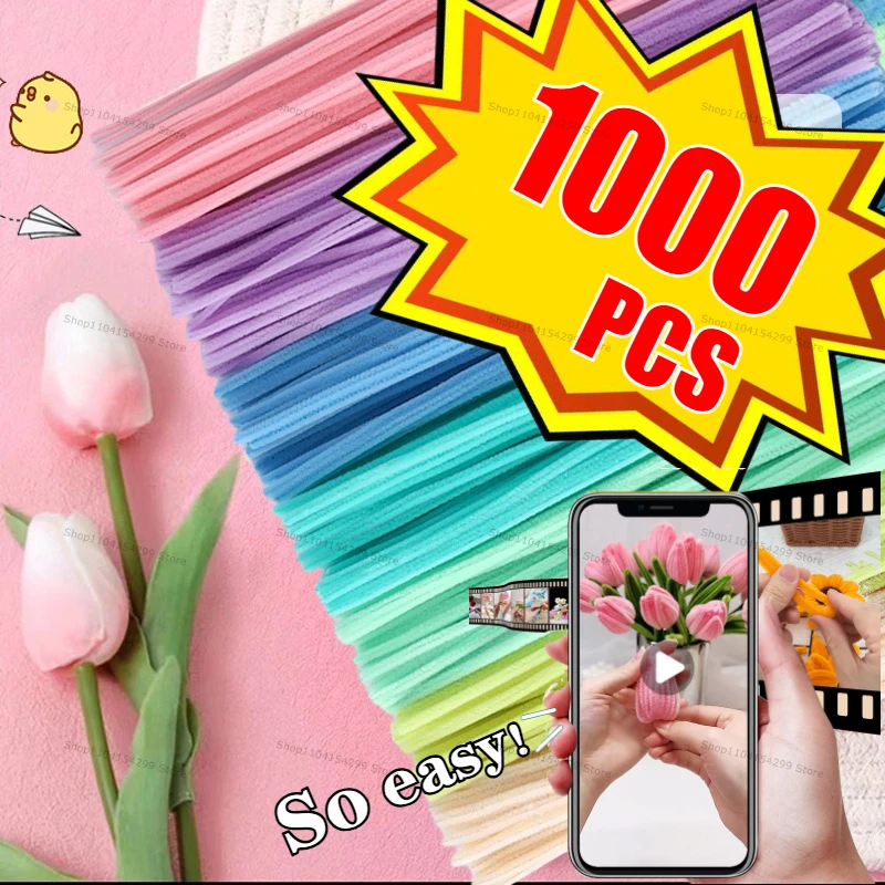 DIY Plush Chenille Wires Stem Creative Colorful Wired Twist Stick Hair Strip Kid Handmade