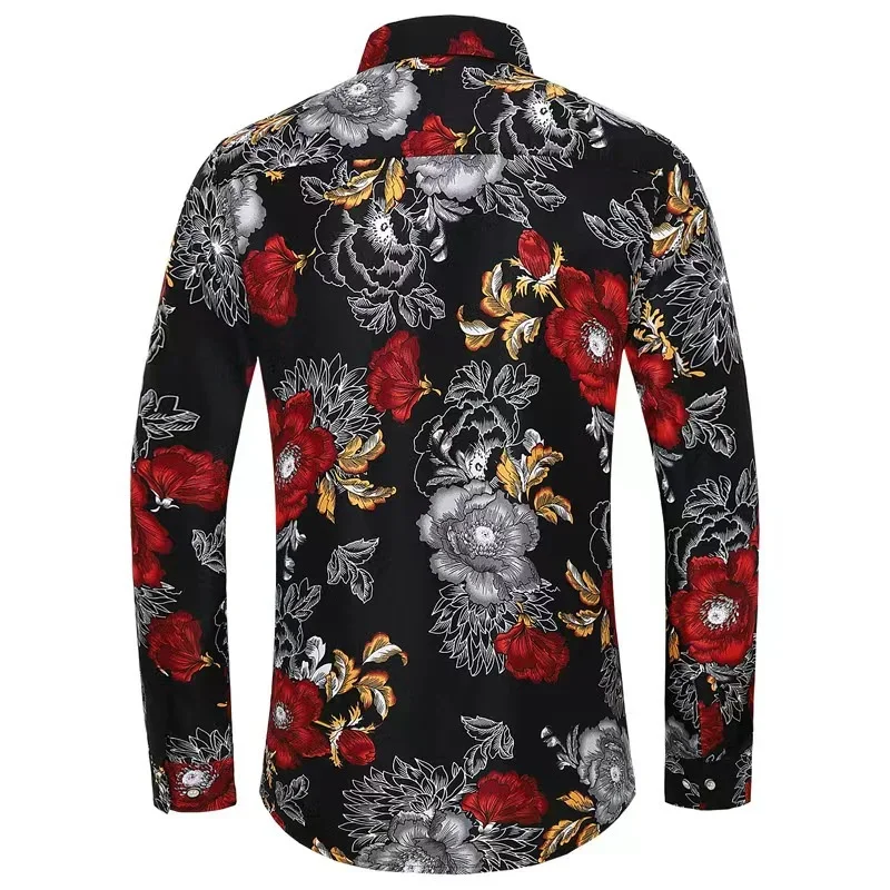 Shirt Creative Graphic Men Tops Casual Outdoor Party Spring Summer Luxury Popular Lapel Long Sleeve Shirt 2023 Plus Size