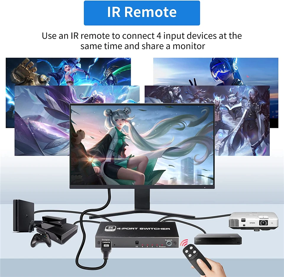 Navceker-8K HDMI 2.1 ó ñ 4K 120Hz HD ġ HDMI й, 4  1 ƿ 3  1 Ʈ PC ġ TV ڽ PS5 