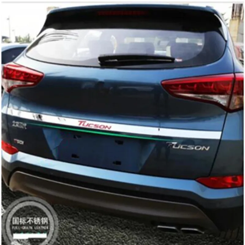 고품질 스테인레스 스틸 뒷 트렁크 도어 씰 장식 커버 2015 2016 2017 2018 Hyundai Tucson 자동차 액세서리