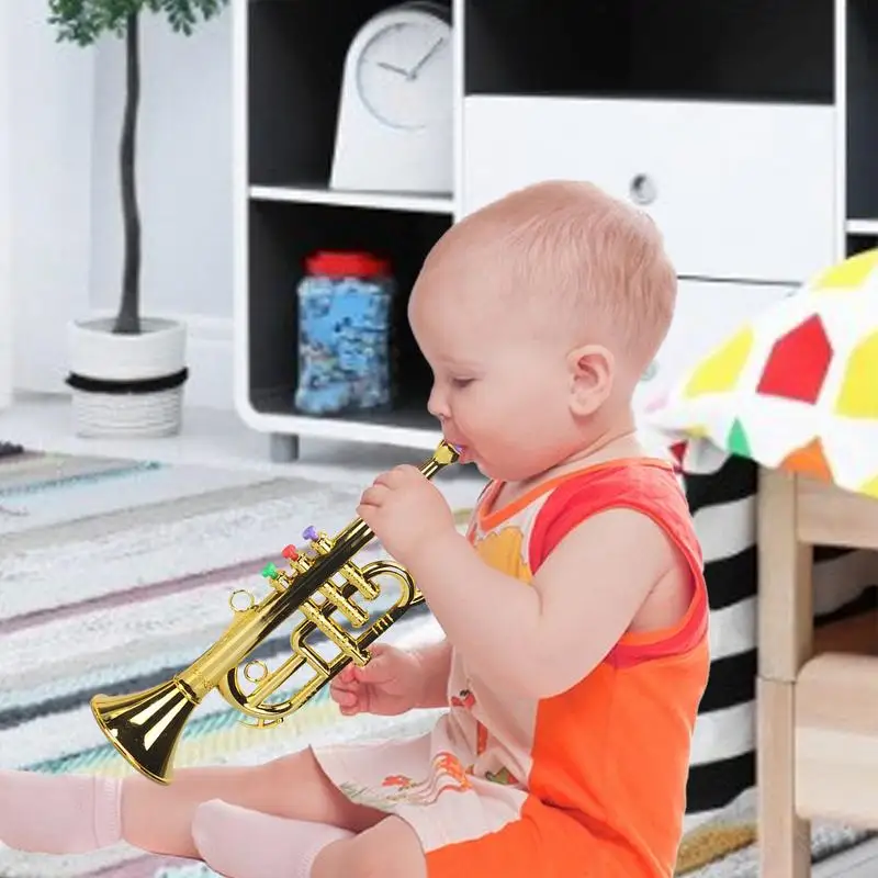 Children toy trumpets Musical Instruments three-tone trumpets Simulated Musical Brass Instruments Horns play house music equipment