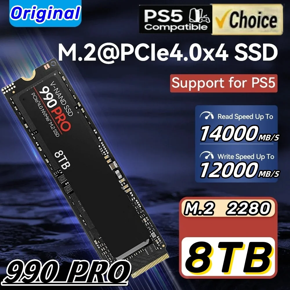 

Hot Sale 990pro 140000MB/s NVME M2 SSD 8TB 4TB 2TB 1TB Internal Solid State Hard Drive PCIe 4.0x4 M.2 2280 SSD Disk for PS5 PC