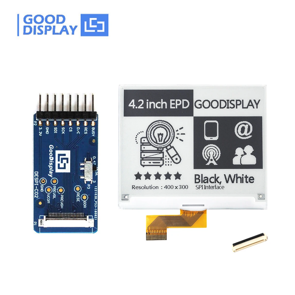 Placa de Conector E-paper Hat 42 Display Resolução 400×300 Gdey042t81 Placa Adaptadora Despi-c02