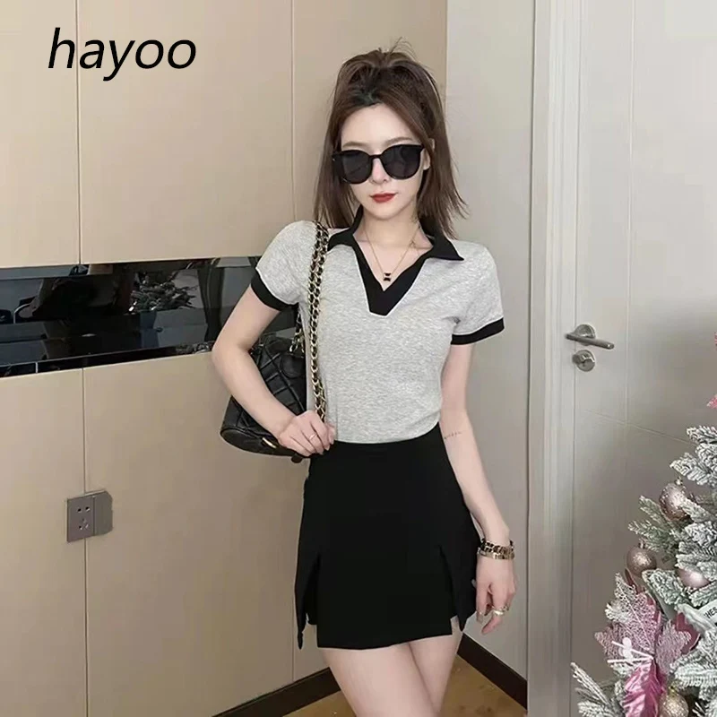 

High waist split skirt women's summer sexy fashion sheath skirt black slim stretch shorts