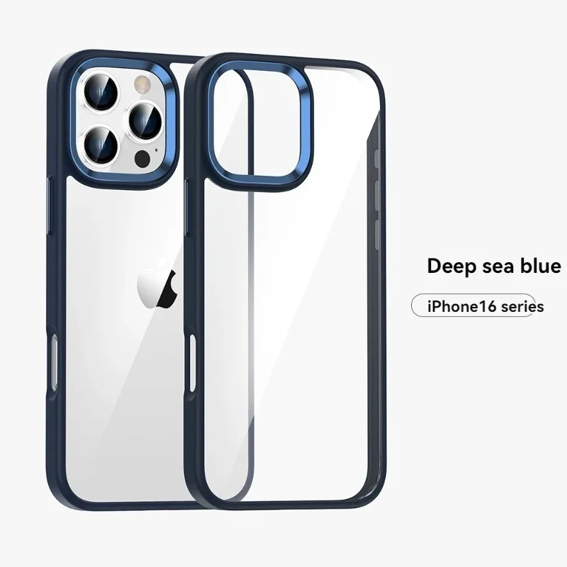 Luxury Transparent Phone Case with Metal Buttons - Desert Titanium Gold Cover