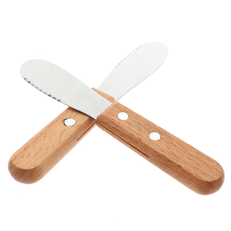 Stainless Steel Cheese Butter Spatula 1pcs Mini Small Wooden Handle Sandwich Jam Slicer Knife Cutter Spatula Kitchen Gadget butter knife cheese knife