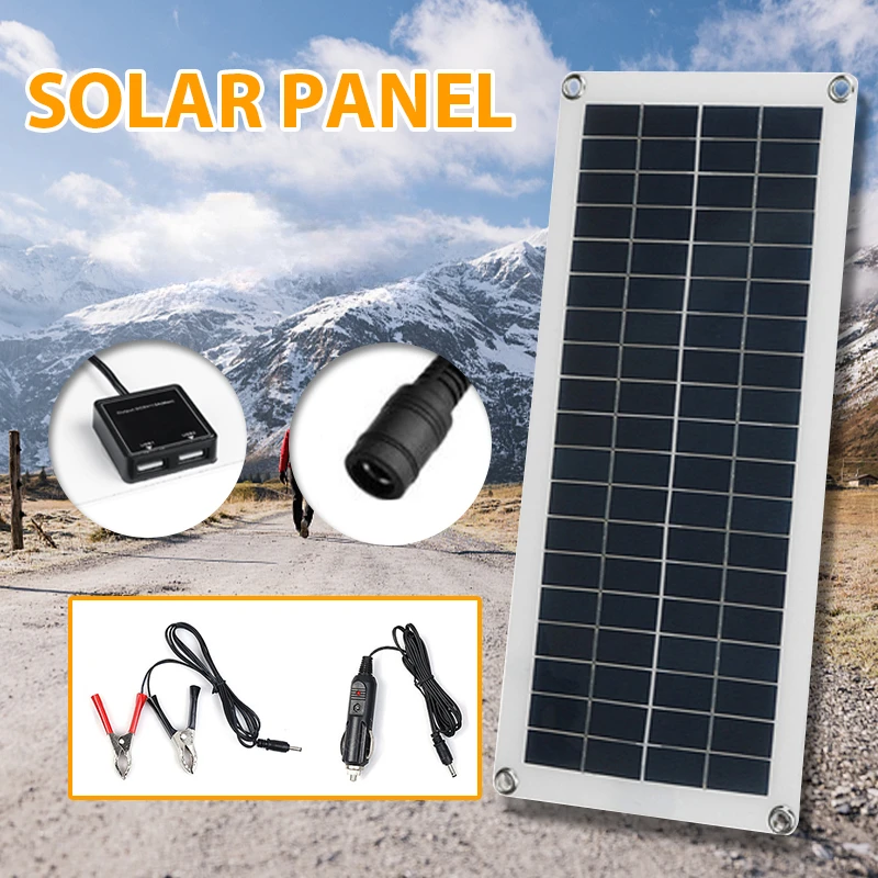 Portable Solar Panel 12V Solar Cell 60A Controller Panel Phone RV Car MP3 PAD Charger Outdoor Battery Supply