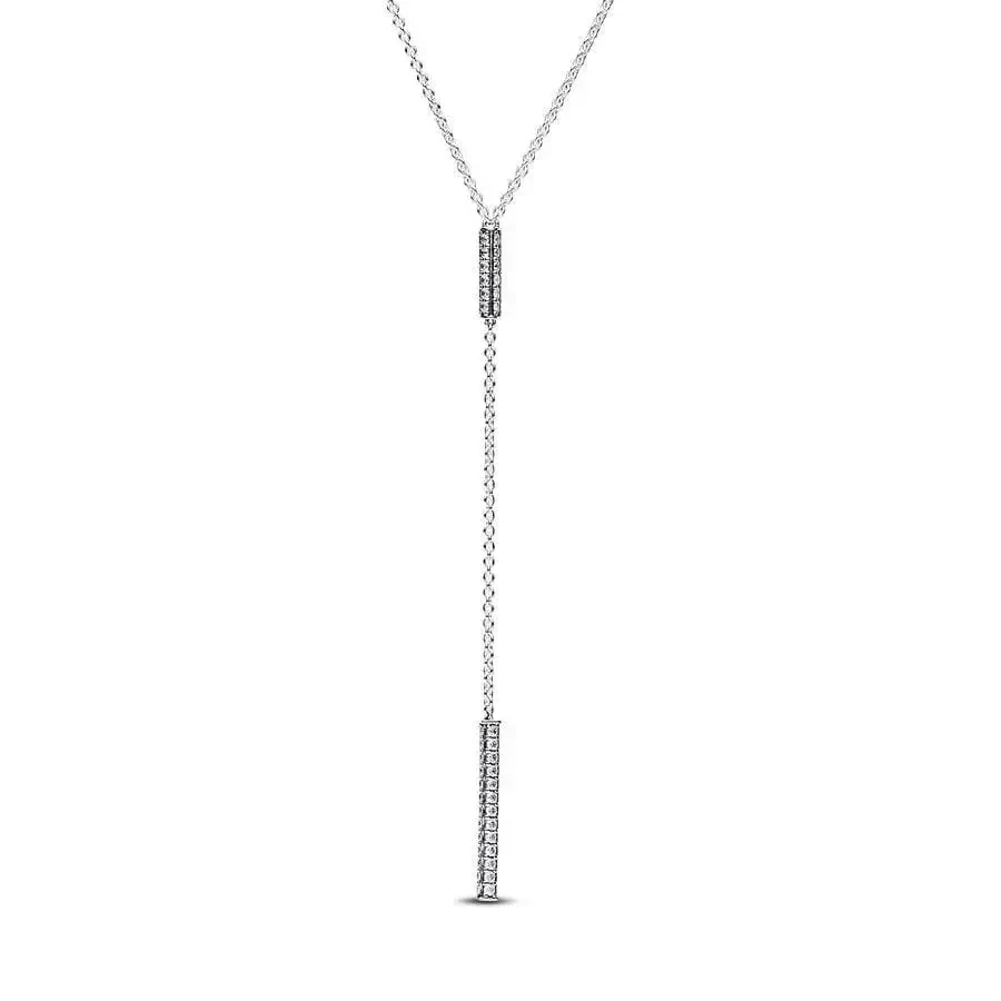 New Women's Blue Pear Blossom Sparkling Water Drop Necklace and Heart shaped Snake Bone Necklace 925 Silver DIY Jewelry