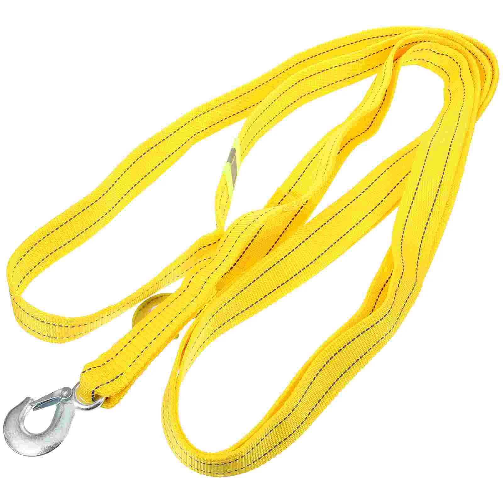

48m 5 Ton Car Trailer Rope Practical Outdoor Emergency Kit Polyester Double Layers Thicken Tow 4x4 Strap Rope (Yellow)