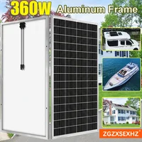 Panneau solaire 360 W, 240 W, 160 W avec cadre en aluminium Panneau photovoltaïque léger Chargeur de batterie 18 V pour camping-car, bateau, maison et véhicule de loisirs 1