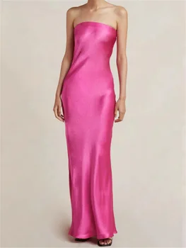 Women Evening Party Long Dress Backless Cut Out Strapless Straight Dress Summer Sexy Elegant Dresses 1
