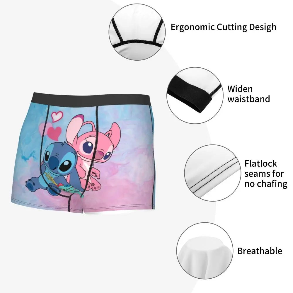 Custom Stitch Lion Cute Boxers Shorts Men's Disney Movie Briefs Underwear Fashion Underpants