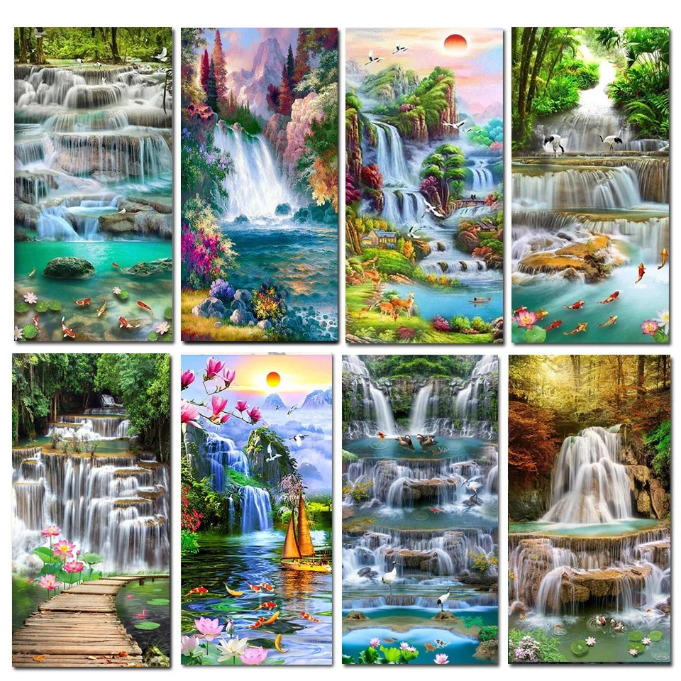 

Набор для алмазной живописи 5D с пейзажем «сделай сам», мозаика ручной работы с вышивкой «Водопад», украшение для дома