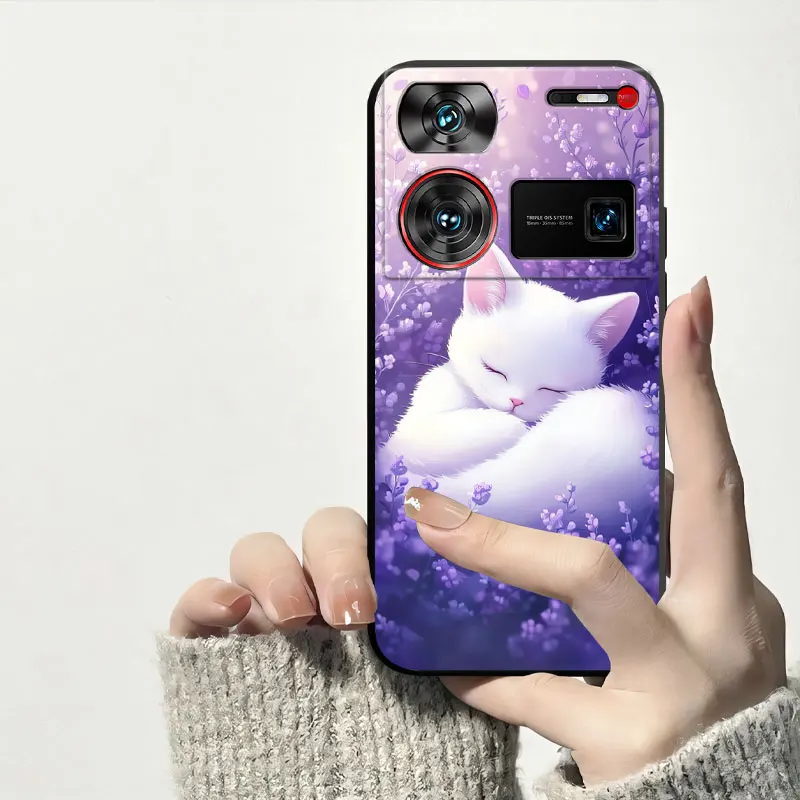 Shockproof Soft Silicone TPU Phone Case with Cat and Dog Design - Back Cover s