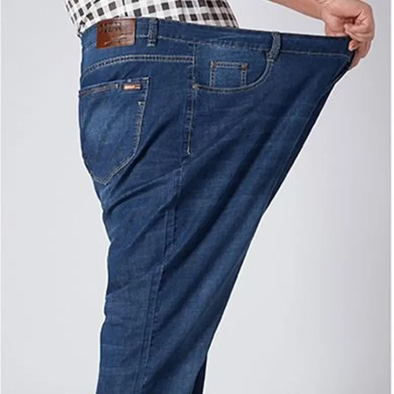 Classic Stretch Jeans Men Oversized Plus Size Big Denim Male Loose Elastic Pants 44 46 48 50 52 High Waisted Long Work Trousers 2