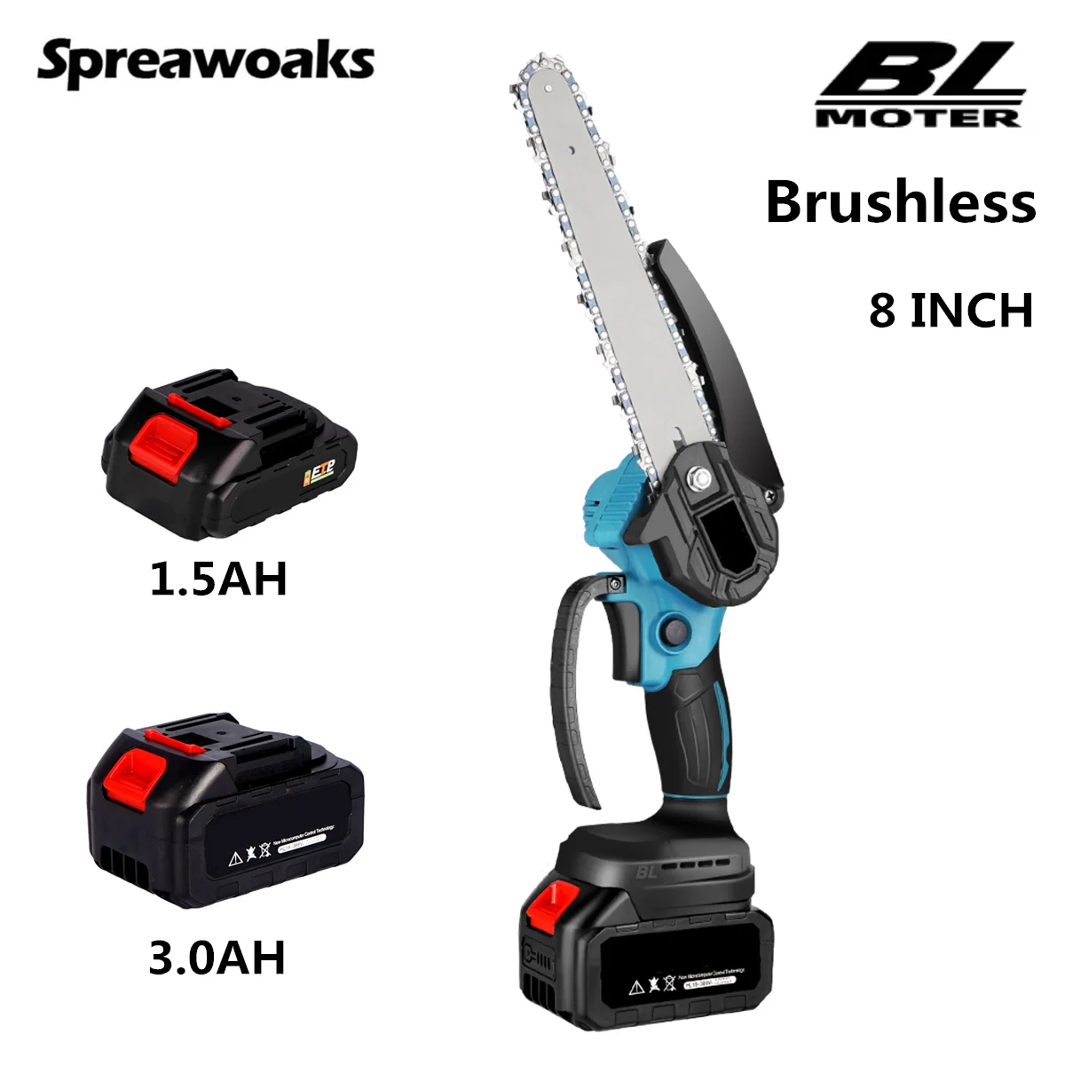 Brushless Chainsaw 8 Inch Mini Electric Saw Cordless Pruning Rechargeable Saw Wood Cutting Power Tools For Makita 18v Battery
