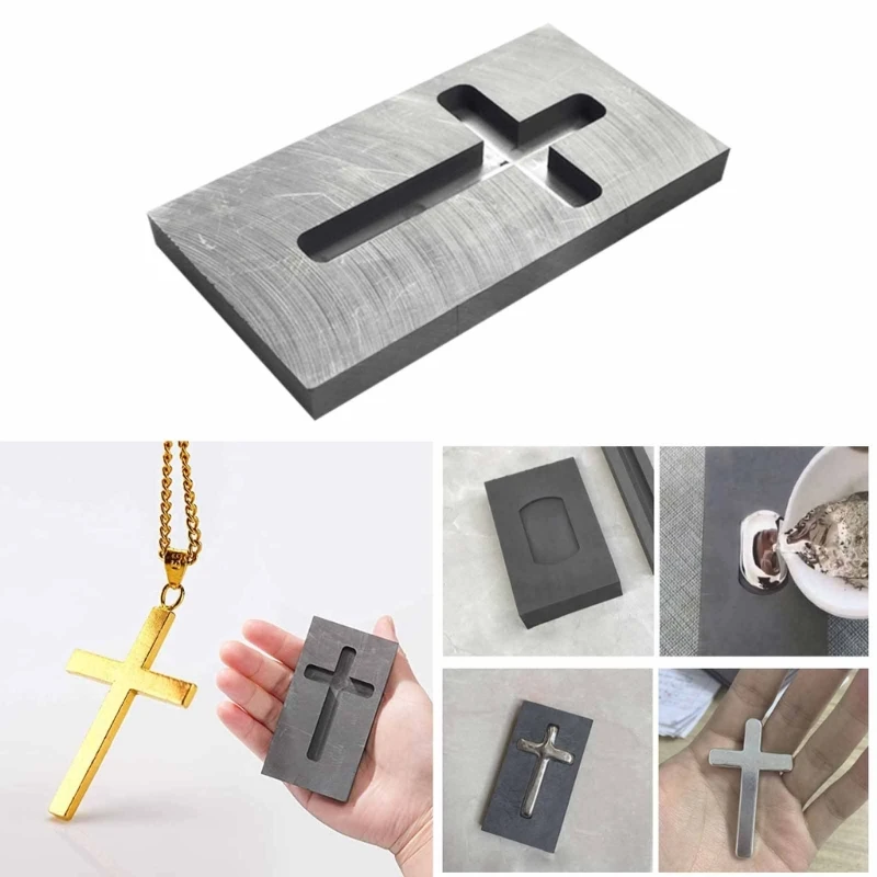 

Cross-Graphite Casting Ingot Mold Metal Refining Scrap Melting Casting Mold for Gold Silver Metal Refining Metal Jewelry