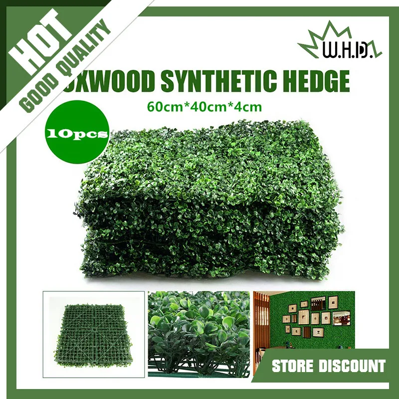 10"Wx10"Lx3"H UV-Proof Outdoor Artificial Boxwood Mat Topiary Decor case of 6 