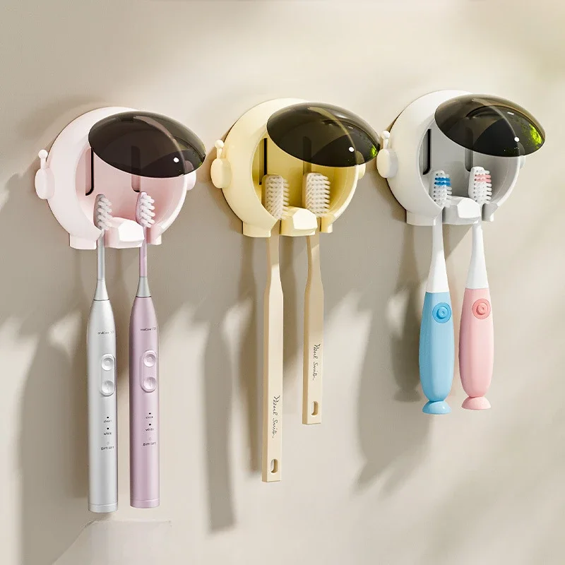 Brush Holder Cartoon Wall Mounted Non Perforated Bathroom Storage Rack Electric Toothbrush Holder Bathroom Accessories 1PCS