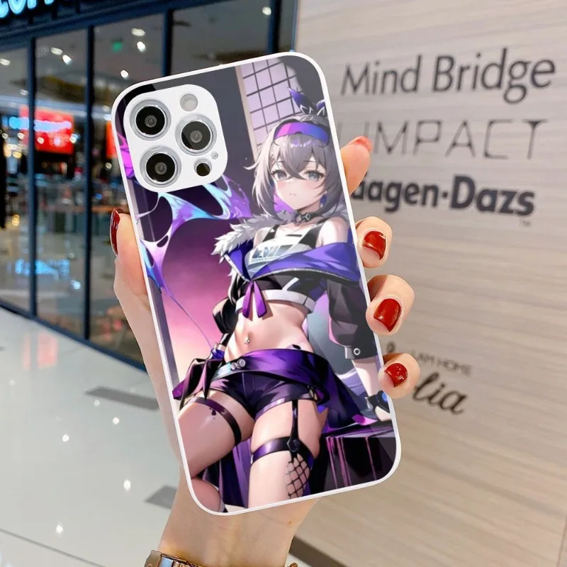 Custodia Per Smartphone Honkai Silver Wolf Per Iphone 14 13 12 11 Pro Max X Xr Xs 8 7 Plus Cover Per Telefono In Vetro Liquido Funda