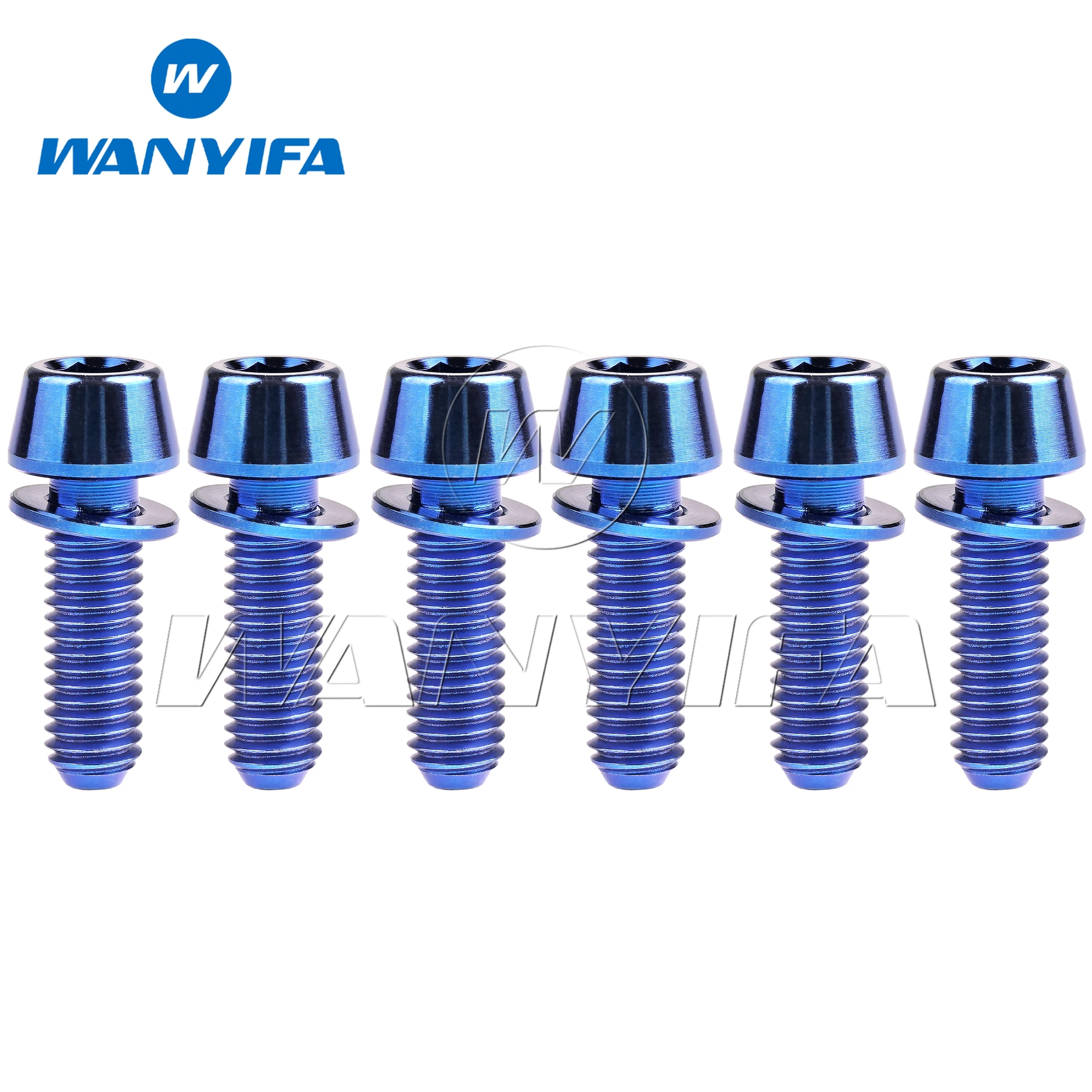 Titanium Bolts 6Pcs Titanium Ti M5 M6 x 16 18 20 25mm Allen Hex Tapered Head Bolts With Washer Screw for Bicycle Stem