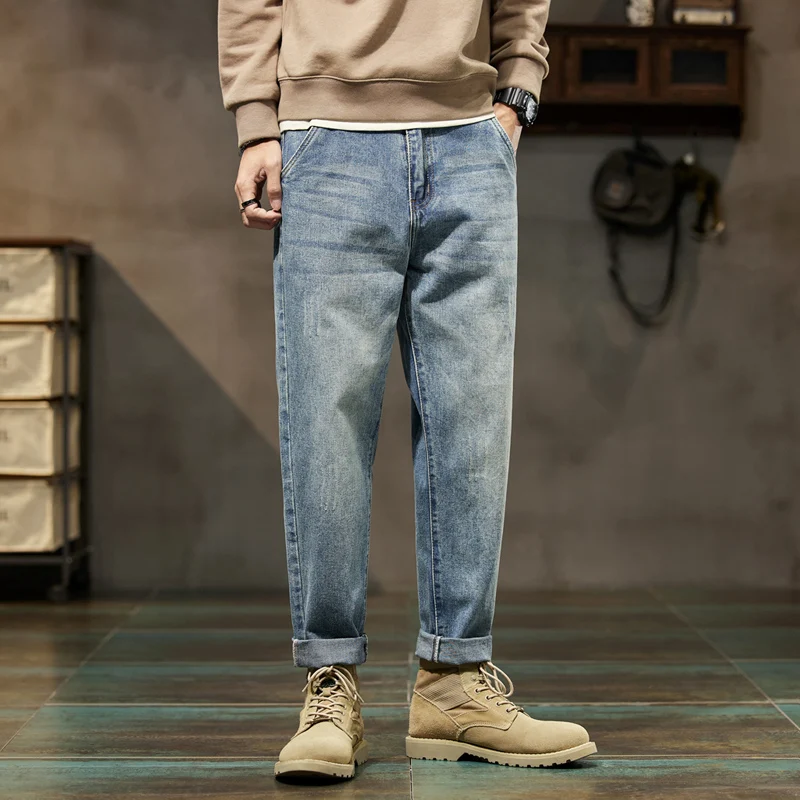 Baggy Jeans Men Harem Pants Loose Fit Wide Leg Vintage Clothes Casual Male Denim Trousers