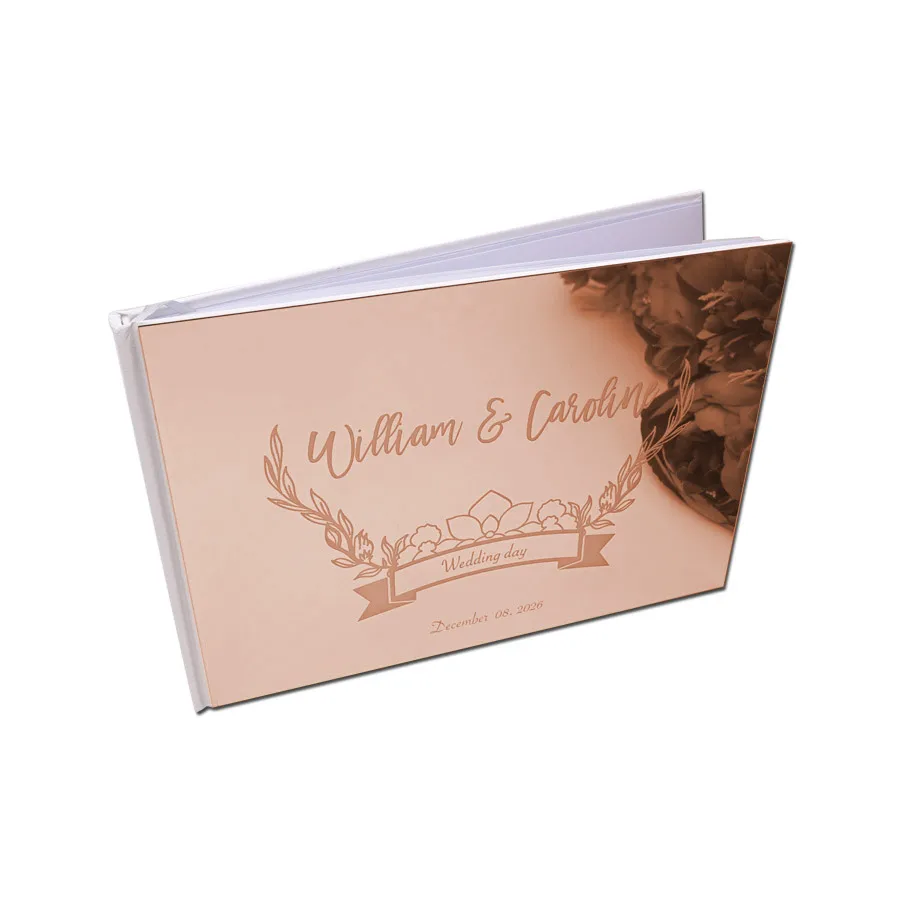 4 Style Choose Horizontal Book Wedding Signs Signature Guestbook Bride Groom Name Memorial Day Mirrored Cover Party Decor wedding guest book