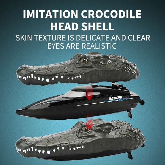 RC Boat Remote Control Toy Animal Floating Crocodile Boat Radio Controlled Speedboat Outdoor Game Children Toys for Kid Boy Gfit 3