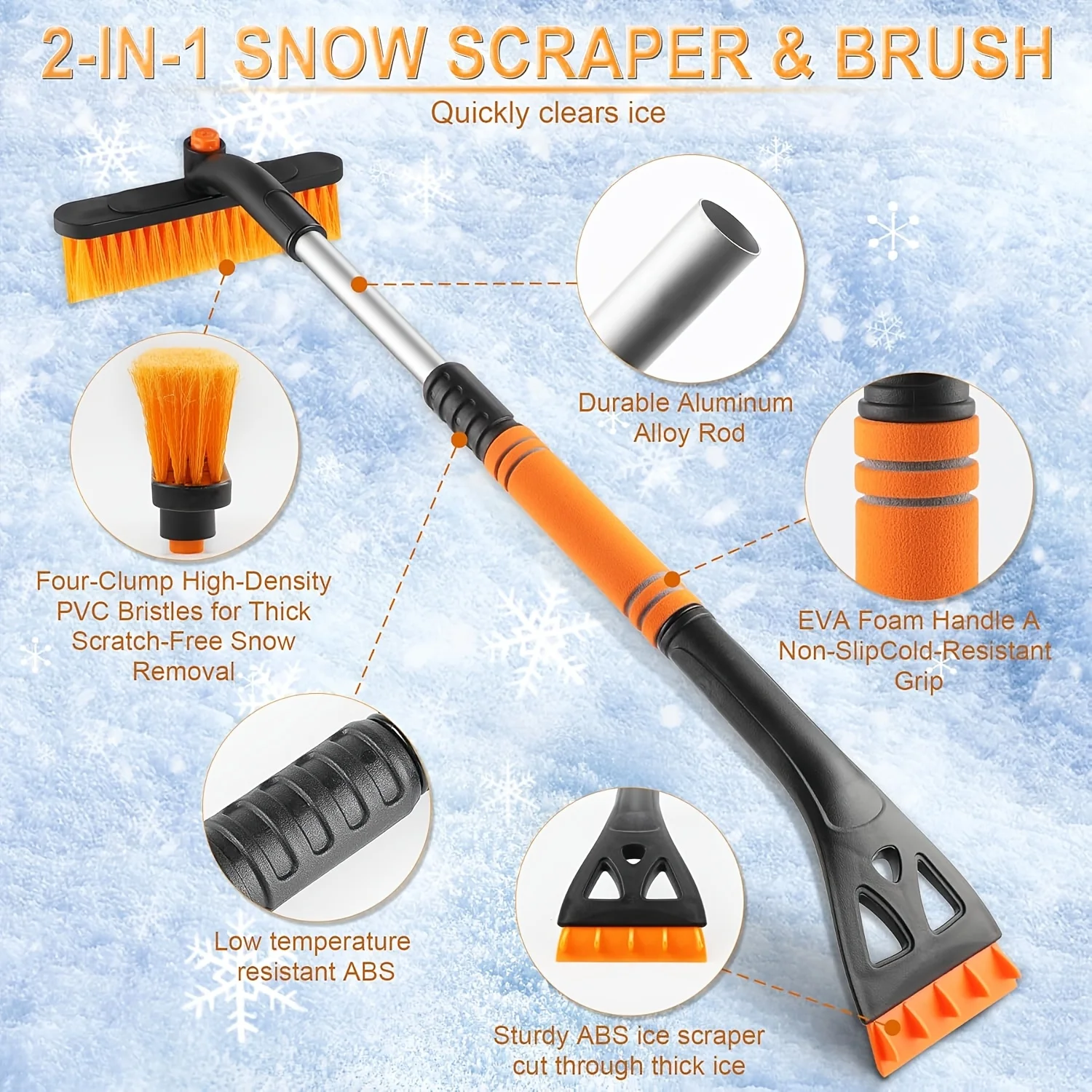 32 Inch Retractable Car Windscreen Scraper Ice Brush and Snow Brush 360 &deg; Rotation Durable Plastic Spare Winter Accessories car snow brush snow ice scraper