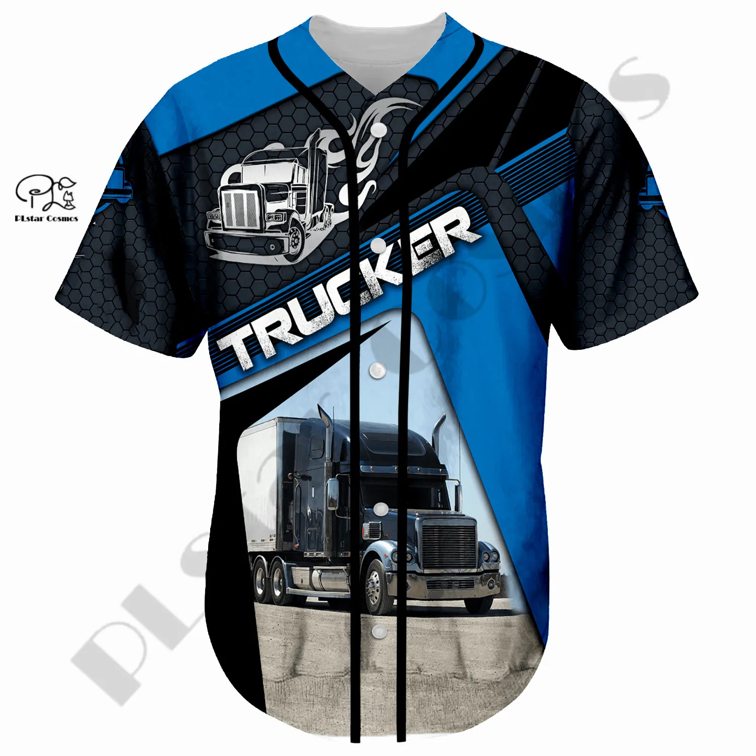 PLstar Cosmos Trucker Job Worker Custom Name Baseball Shirt Jersey NewFashion 3DPrint Summer Funny Beach Short Sleeve Casual A-1