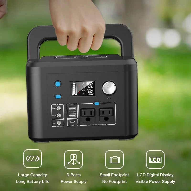 Powkey R350 110v 220v Camping Solar Generator Power Station 350w 1000w 500w 600W 300w Portable Power Station for Camping use