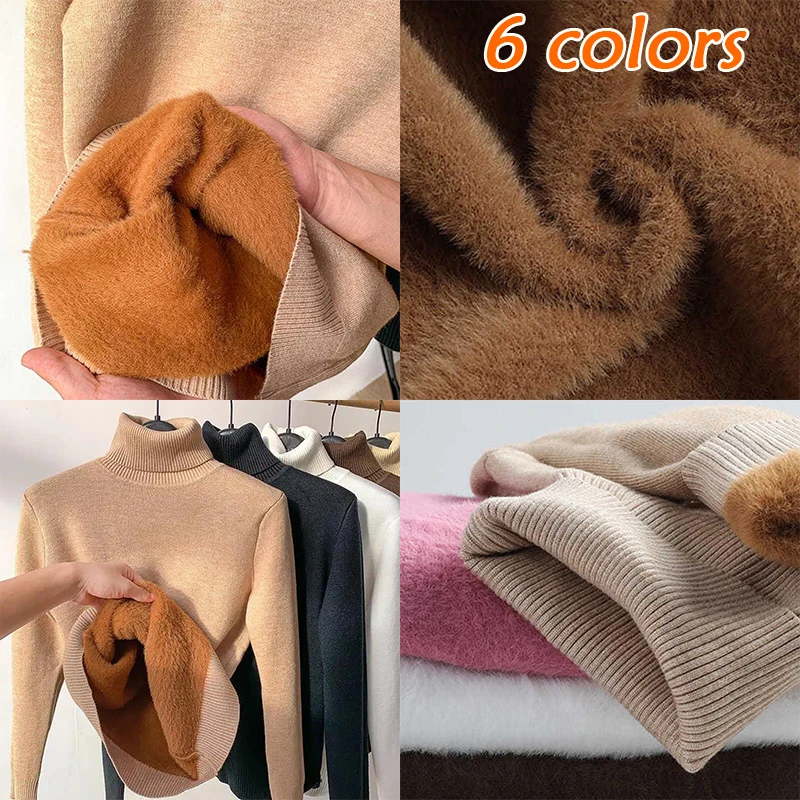 

Women's Pure Cashmere Sweater Women's Knitted High Neck Pullover Elastic Stranded High Neck Knitted Sweater