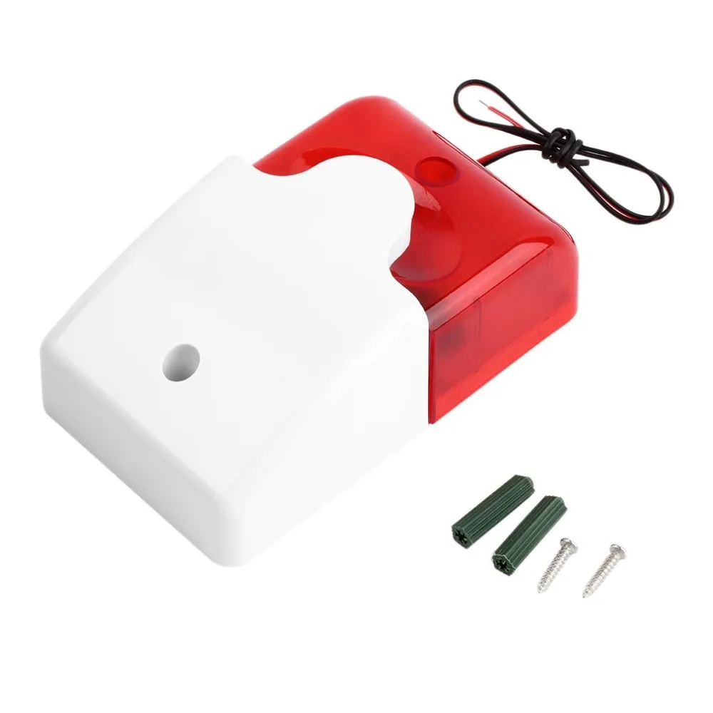

New Mini Wired Strobe Siren Durable 12V Sound Alarm Strobe Flashing Red Light Sound Siren Home Security Alarm System 115dB