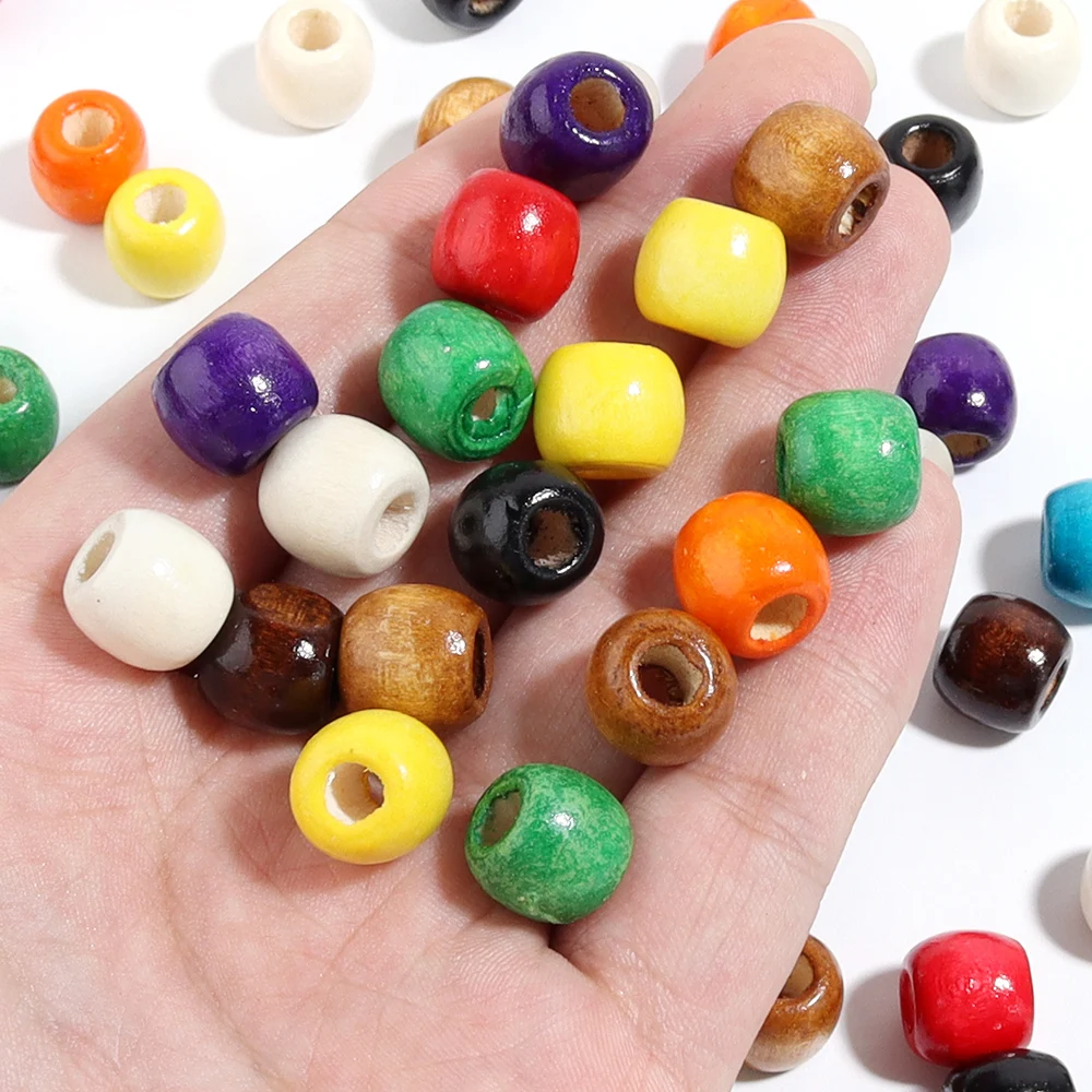 Eco-Friendly Natural Wooden Beads - Colorful Loose Beads for DIY Crafts & Accessories