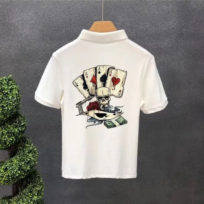 thumbnail image 1 of Camiseta con cuello y estampado de estilo gótico Y2k para hombre, estilo grunge, polos con dibujos, manga corta y estilo elegante, 1 of 5