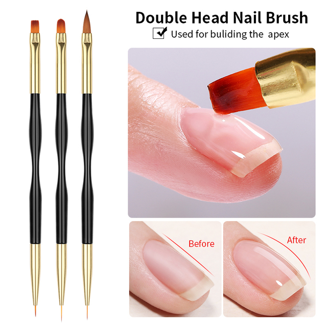 Acrylic French Stripe Nail Art Liner Brush Set 3D Tips Manicuring Ultra-thin Line Drawing Pen UV Gel Brushes Painting Tools