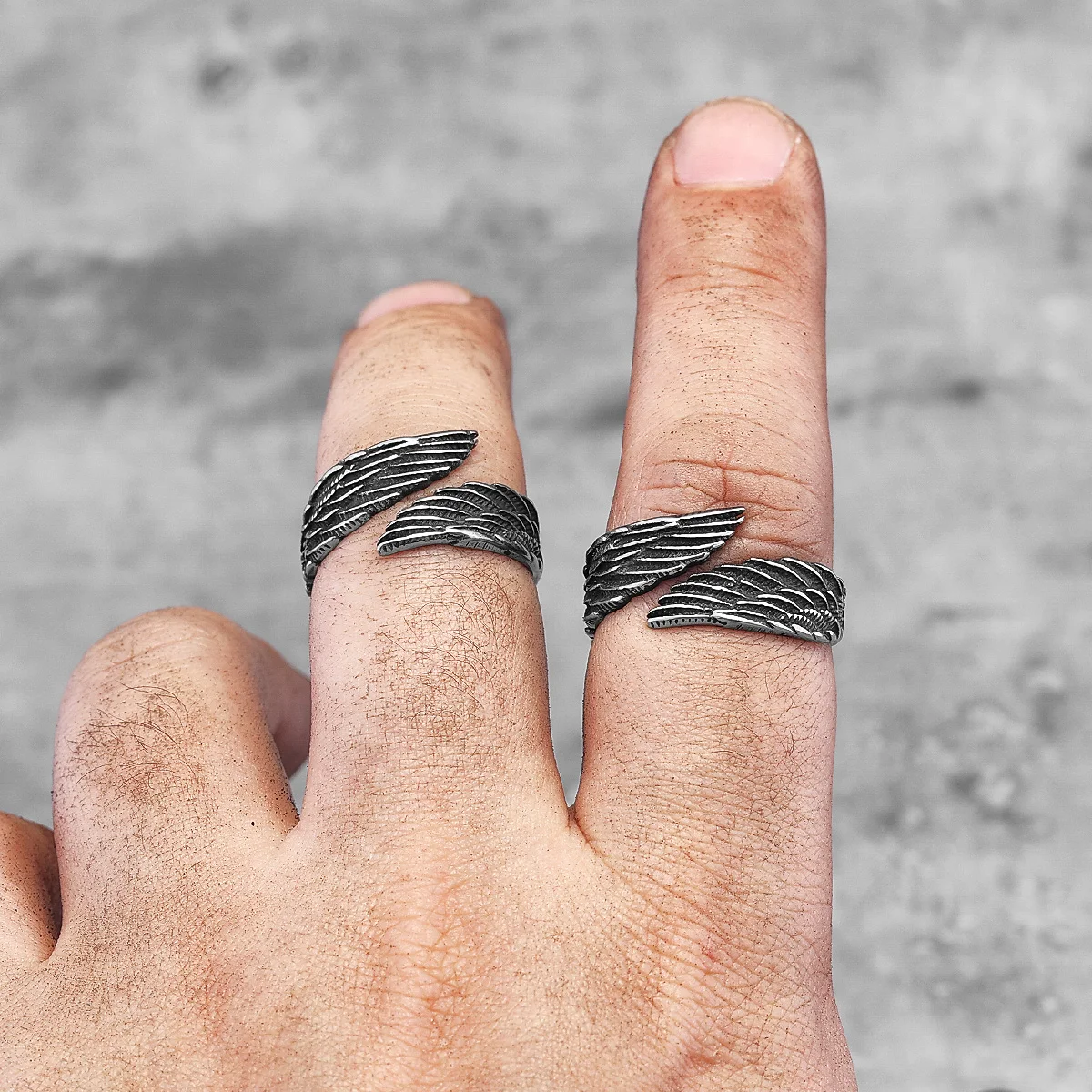 Angel Wings Stainless Steel Mens Womens Rings Punk Trendy Cool for Couple Girl Boyfriend Biker Jewelry Creativity Gift Wholesale 3