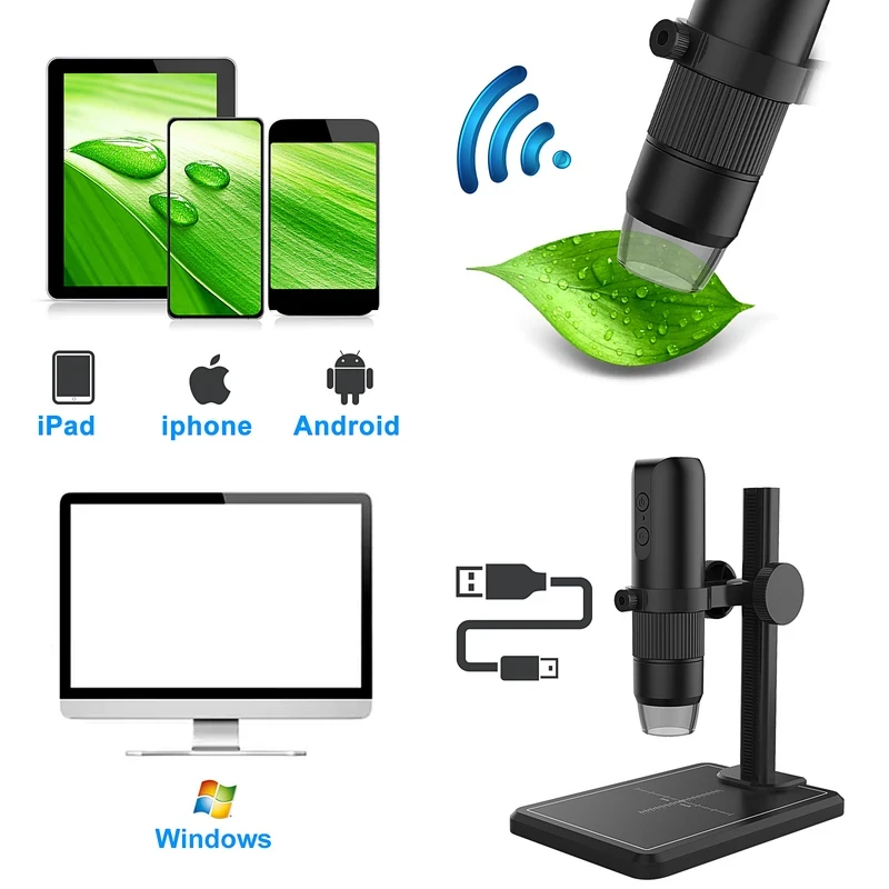 디지털 현미경 전문 USB 8 LED 내시경 1600X 줌 카메라 돋보기 휴대폰 PC 코인 납땜 도구용